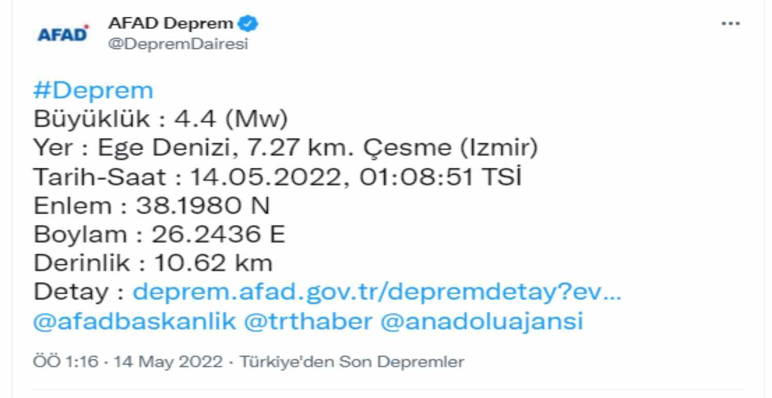 İzmir de deprem meydana geldi