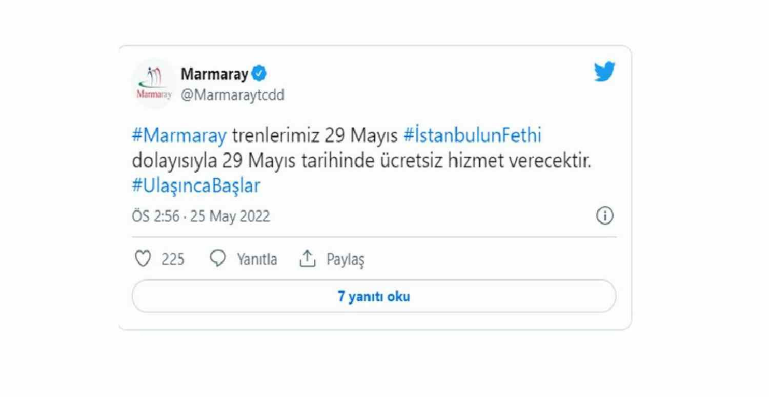 Marmaray Ücretsiz Olacak