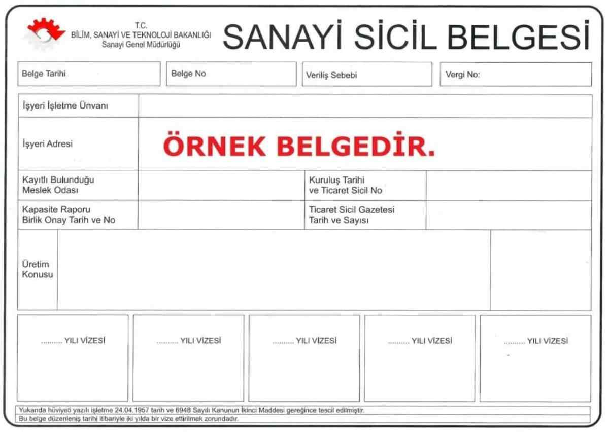 Sanayi sicil belgesi nedir, nereden alınır