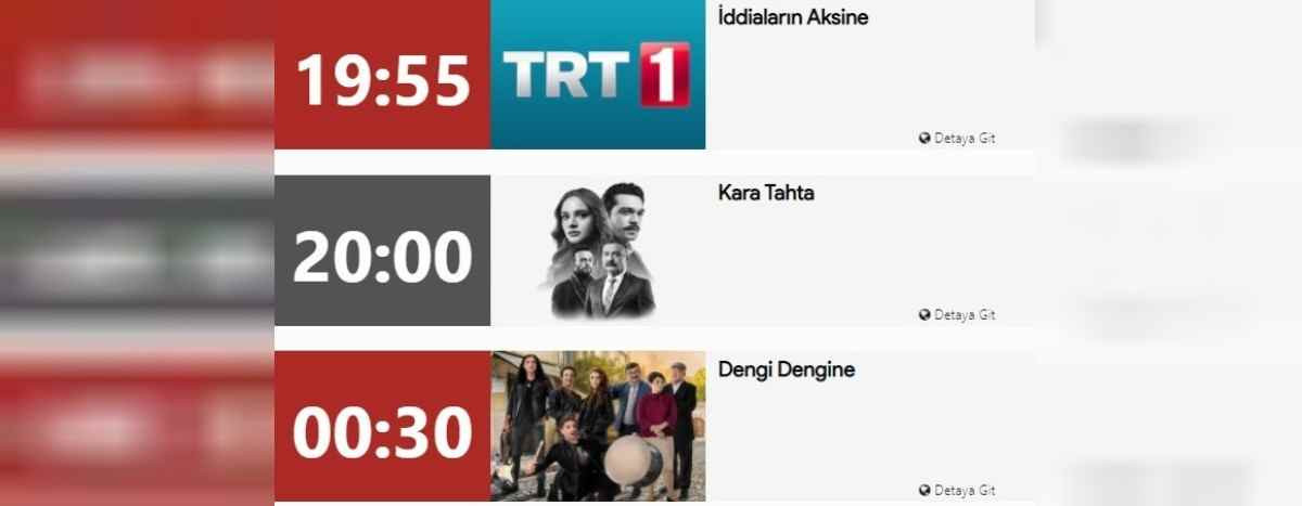 TRT 1 4 Mayıs yayın akışı