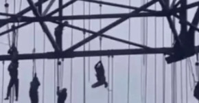 Brezilya’da inşaat iskelesi çökünce işçiler 150 metre yüksekte asılı kaldı!