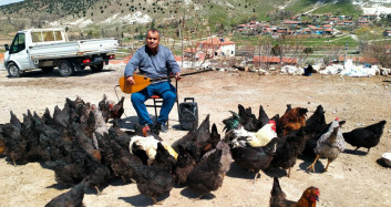 Afyonkarahisar'da ilginç olay! Tavuklarına konser veren adam