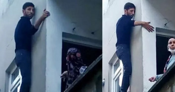 İstanbul’da Camda Asılı Kalan Hırsız Dakikalarca Ev Sahiplerine Yalvardı