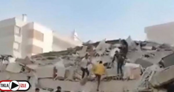 İzmir'de Depremin Ardından Çöken Binalar Görüntülendi