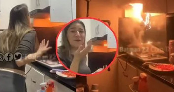 TikTok’a video çekeyim derken mutfağını yaktı: Üfleyerek söndürmeye çalıştı!