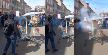 İsviçre'de PKK destekçilerinden provokatif eylem: Bayraktar TB2 maketi yakıldı!